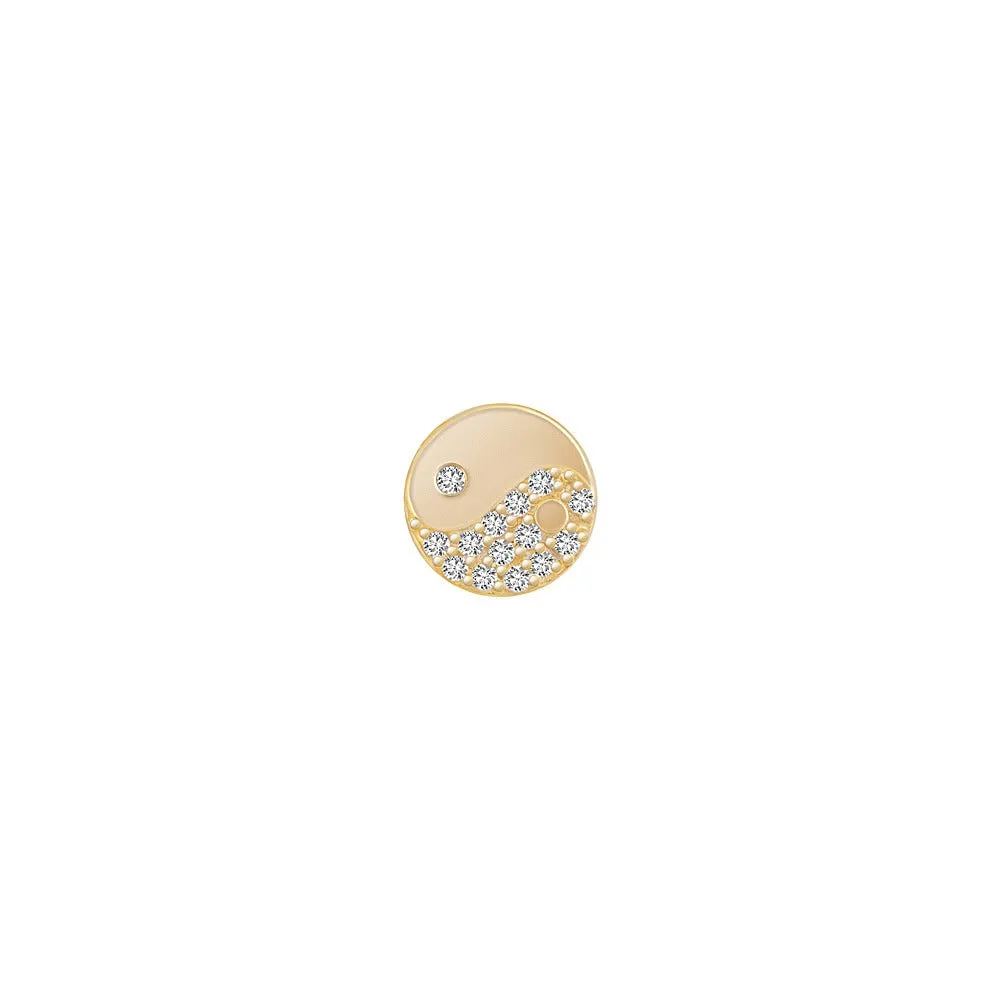14k Skinny Silver Yin Yang Charm (yellow)