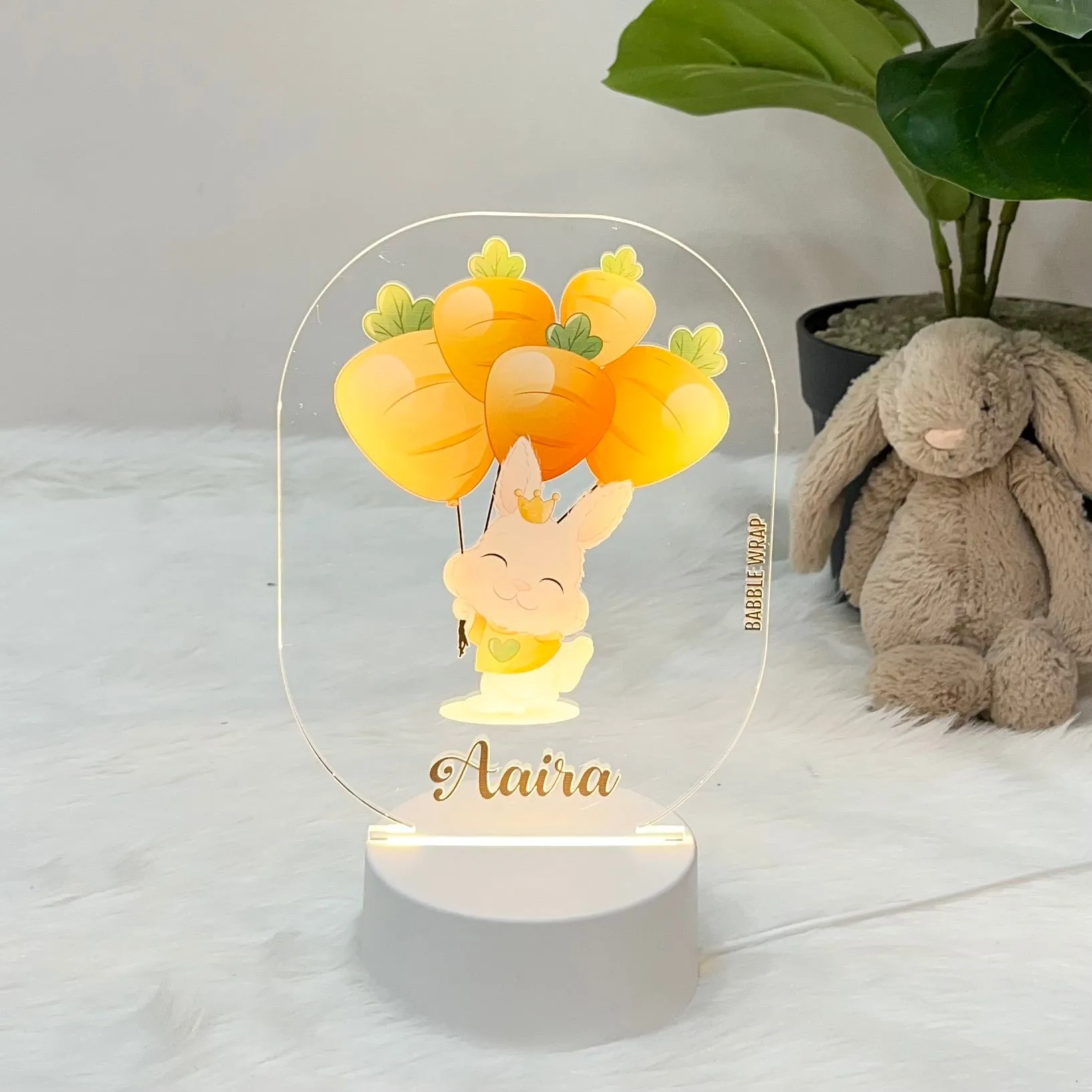 Acrylic LED Night Lamp - Bunny’s Sweet Carrot Nook