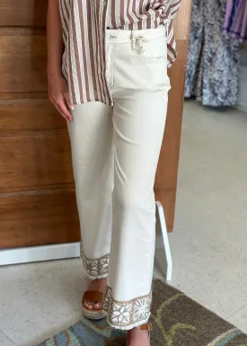 Ankle Stretch Twill Pant with Crochet by Charlie B