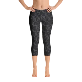 Black Fur Capri Leggings