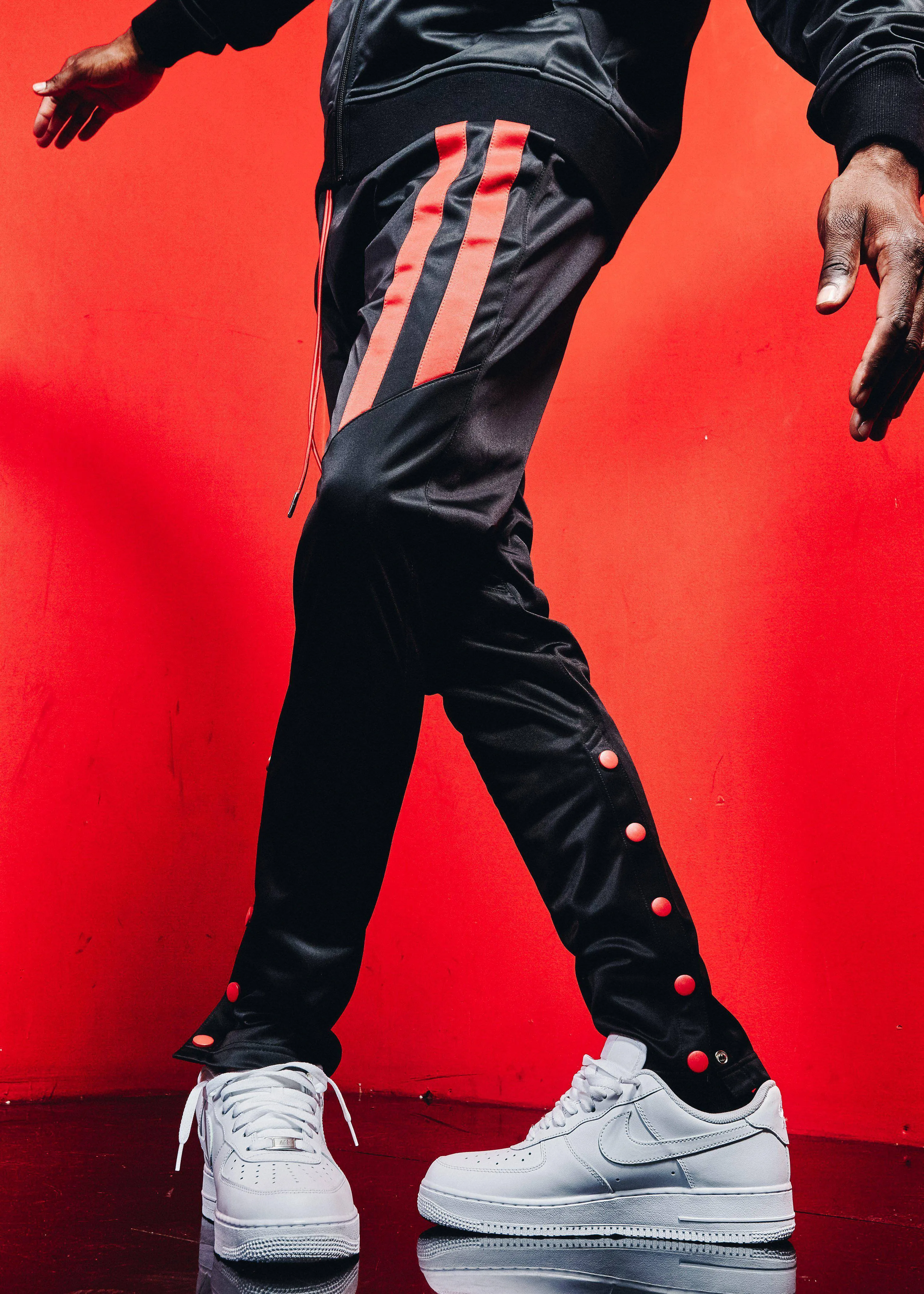 Blank State Men's Snap Track Pants in Black