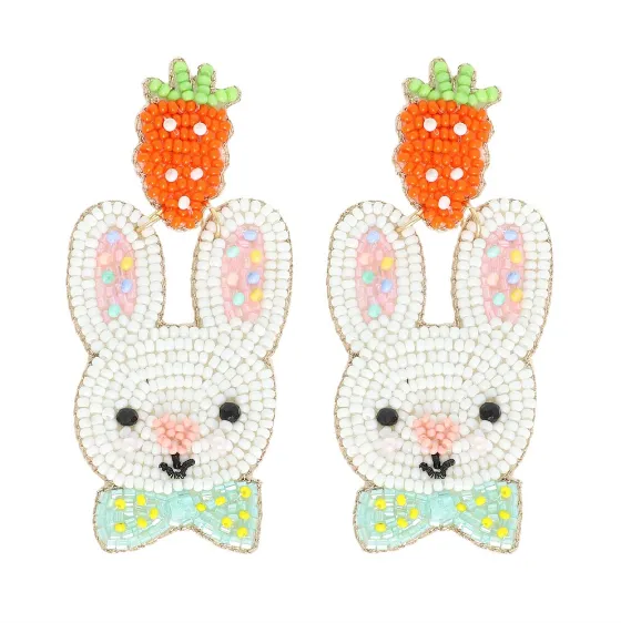 Bunny Bowtie Beaded Earring