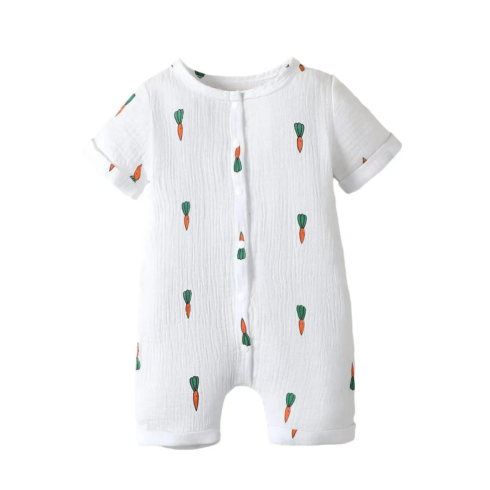 Carrot Muslin Cotton Romper | White