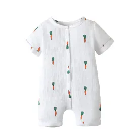 Carrot Muslin Cotton Romper | White