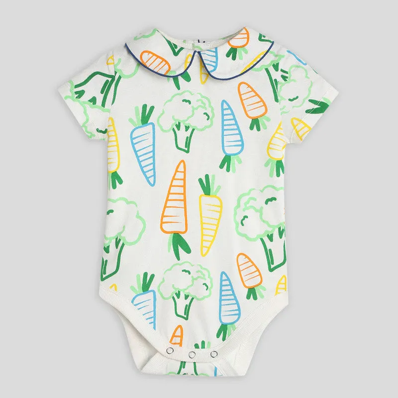 Cotton Bodysuit & Pant Set | Happy Carrot Printed | Multicolour