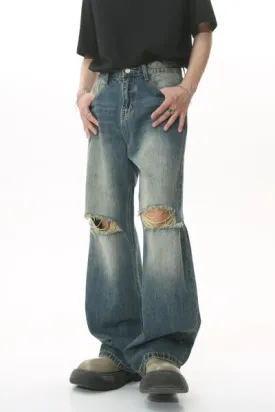 Distressed Wide Leg Men's Jeans
