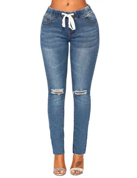Elastic Waist Stretchy Skinny Jeans
