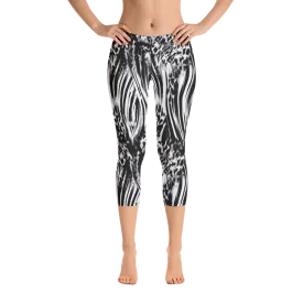 Fused Black & White Capri Leggings