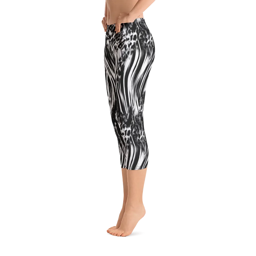 Fused Black & White Capri Leggings