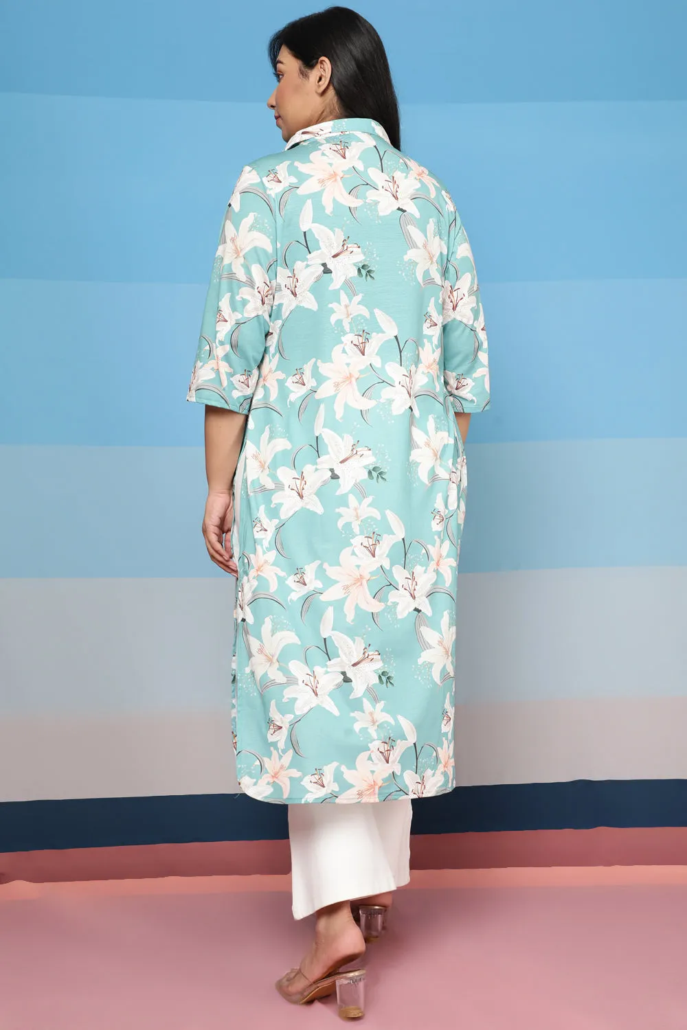 Green Lillies Kurta cum Shrug