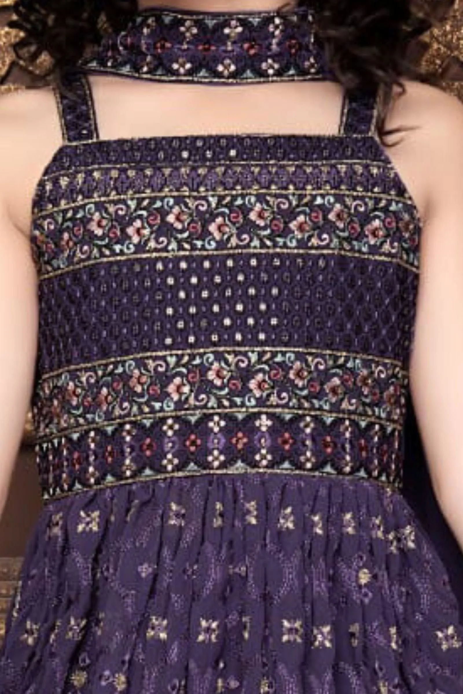 Lavender Thread, Sequins and Zari work Palazzo Set For Girls