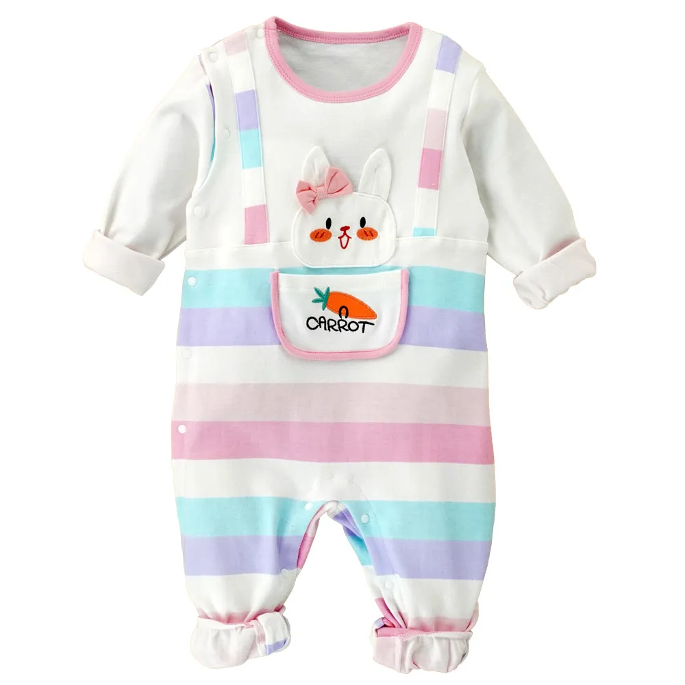 Little Surprise Box, Carrot Rabbit Theme Full Sleeves Jumpsuit Romper For Tiny Toddlers