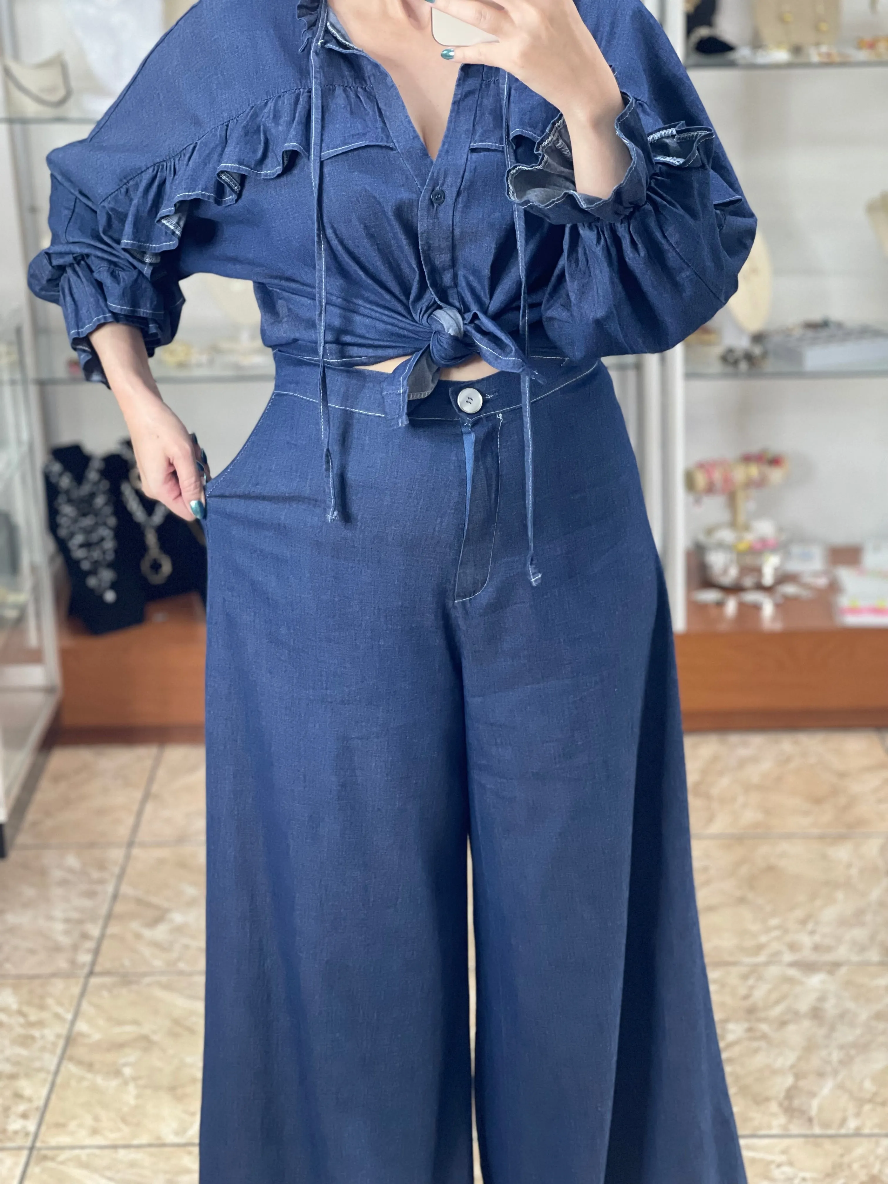 Long Sleeves Denim Set