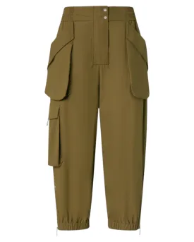 Pantaloni Cargo Donna in Cotone Leggero con Maxi Tasche e Zip alla Caviglia