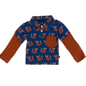 Print Long Sleeve Double Layer Polo
