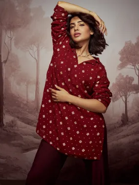 Regal Odyssey Zari Buta Rust Kurta Set