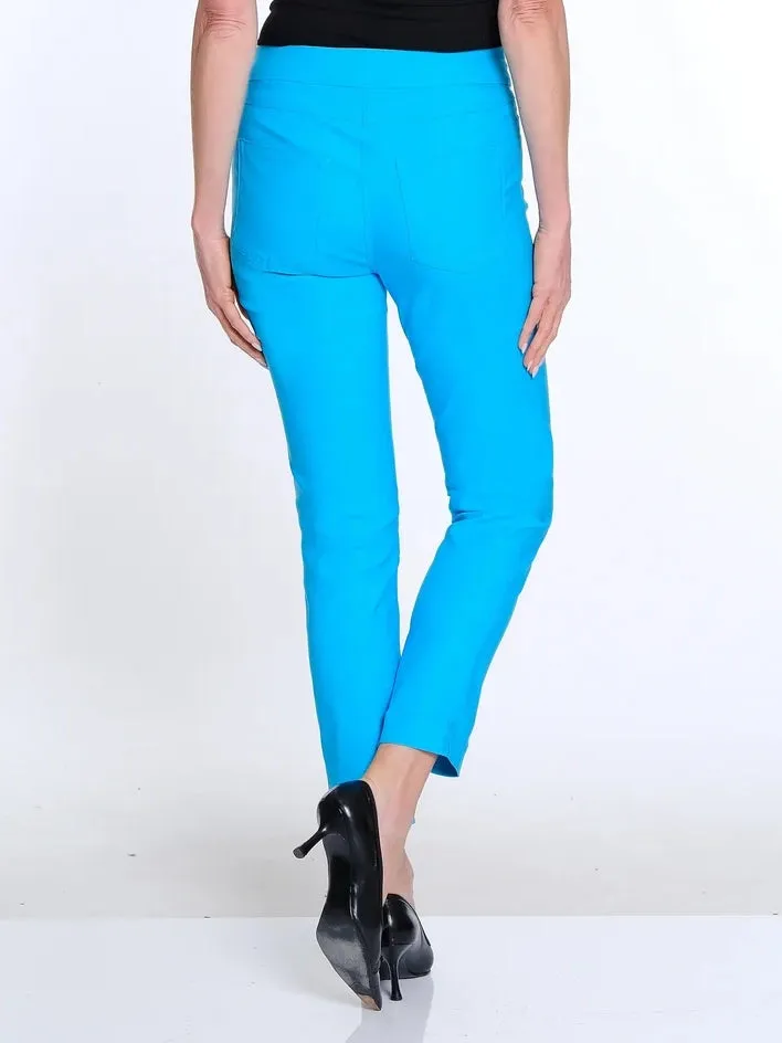 Solid Fine Line Twill Ankle Pant Turquoise by Multiples