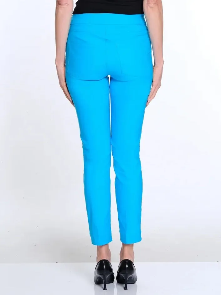 Solid Fine Line Twill Ankle Pant Turquoise by Multiples