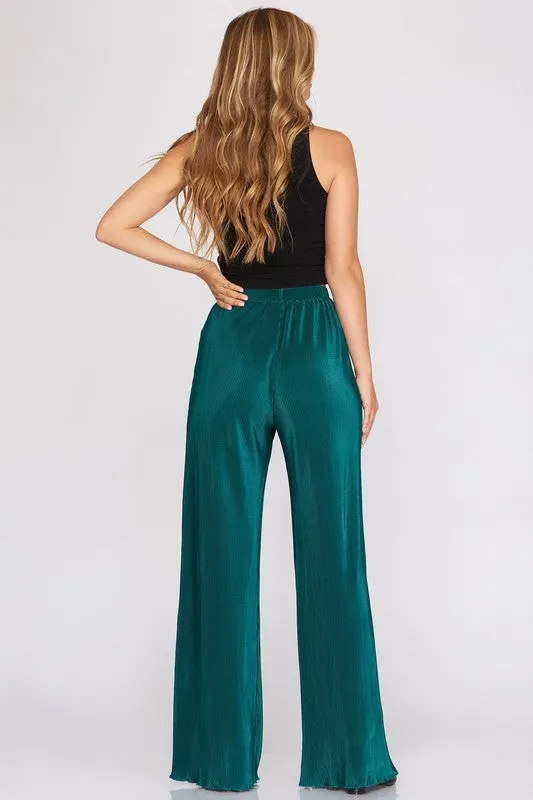 Teal Dressy Pleated Pants
